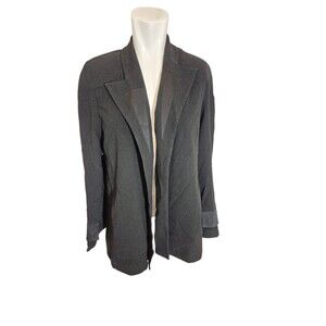 Zelda VTG Tuxedo Jacket Bell Sleeve Button Detail Crepe Sateen Blazer Black Sz S